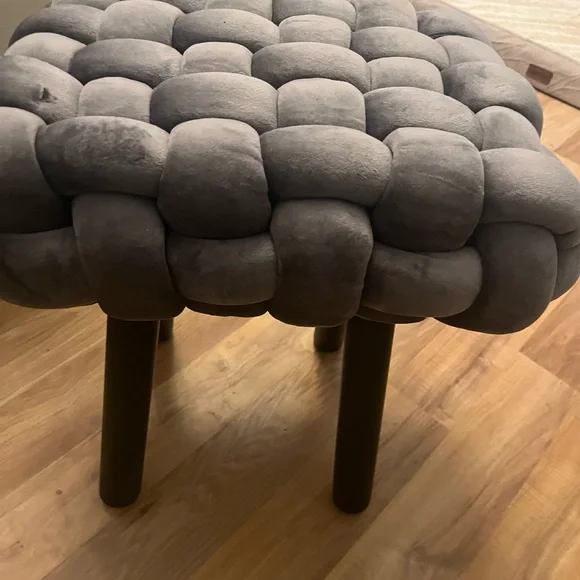 Vanity Stool,Square Ottoman Stool Foot Rest,Upholstered Vanity Chair Foot Stool - Picture 4 of 9